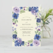 Indigo Maagdenpalm Hydrangea Eucalyptus Bruiloft Kaart (Staand voorkant)