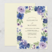 Indigo Maagdenpalm Hydrangea Eucalyptus Bruiloft Kaart (Voorkant / Achterkant)