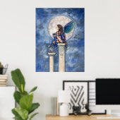 Indigo Maan Fee en Kat Poster Print (Thuiskantoor)