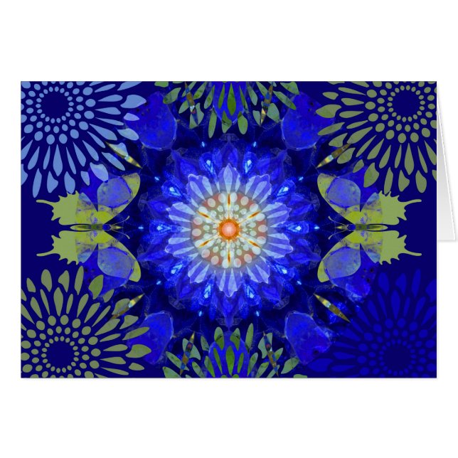 Indigo Mandala Butterfly Card (Voorkant Horizontaal)