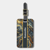 Indigo Marmer met Gouden Strepen  Bagagelabel (Voorkant verticaal)