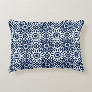 Indigo Marokkaans Geometrisch Ster Mozaïek Patroon Accent Kussen