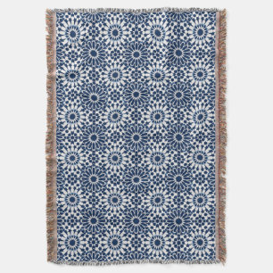 Indigo Marokkaans Geometrisch Ster Mozaïek Patroon Deken