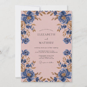 Indigo Mauve Ranunculus Eucalyptus Bruiloft Kaart