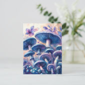 Indigo Melk Pet Paddenstoel Waterverf Art Briefkaart (Staand voorkant)