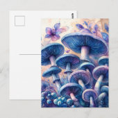 Indigo Melk Pet Paddenstoel Waterverf Art Briefkaart (Voorkant / Achterkant)