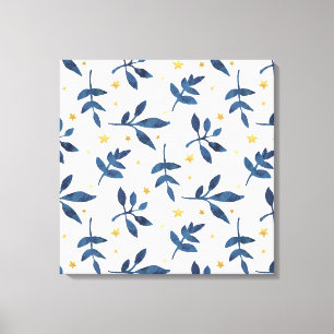 Indigo met gouden faux sterren canvas afdruk