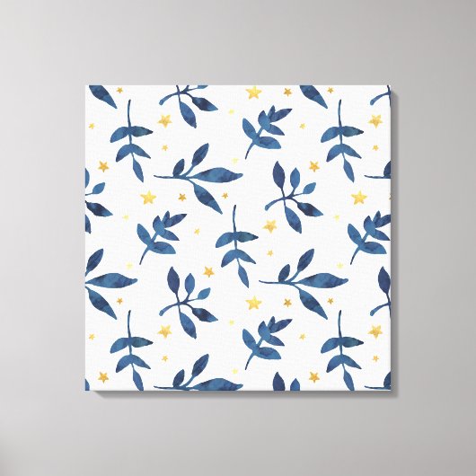 Indigo met gouden faux sterren canvas afdruk (Voorkant)