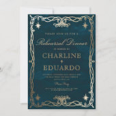 Indigo Middeleeuws Goud Ivy Repetitie Diner Kaart (Voorkant)