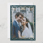 Indigo middeleeuwse gouden Ivy bruiloft Save The Date (Achterkant)