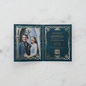 Indigo middeleeuwse gouden klimop bruiloft uitnodi (Binnen)