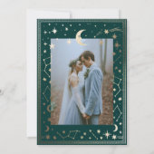 Indigo middeleeuwse gouden klimop bruiloft uitnodi kaart (Achterkant)