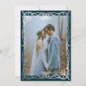 Indigo middeleeuwse zilveren Ivy bruiloft uitnodig Kaart (Achterkant)