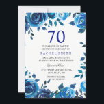 Indigo Midnight Blue Floral 70th Birthday Invite Kaart<br><div class="desc">Indigo Midnight Blue Floral 70th Birthday - Kan tekst en kleur wijzigen zoals u wilt. Met de hand gekleurde Waterverf Groene bloemen en tekst Bekijk onze niche- en nestwinkel voor het bijbehorende collectie</div>