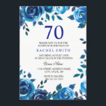 Indigo Midnight Blue Floral 70th Birthday Invite Kaart<br><div class="desc">Indigo Midnight Blue Floral 70th Birthday - Kan tekst en kleur wijzigen zoals u wilt. Met de hand gekleurde Waterverf Groene bloemen en tekst Bekijk onze niche- en nestwinkel voor het bijbehorende collectie</div>