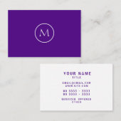 Indigo Minimalist Monogrammed Elegant Visitekaartje (Voorkant / Achterkant)
