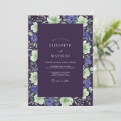 Indigo Mint Geschilderde Trouwdag Kaart (Staand voorkant)