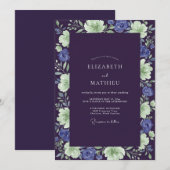 Indigo Mint Geschilderde Trouwdag Kaart (Voorkant / Achterkant)