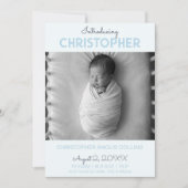 Indigo Modern Tile Birth Announcement Card (Voorkant)