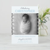 Indigo Modern Tile Birth Announcement Card (Staand voorkant)