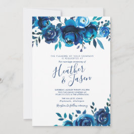 Indigo Mood Floral Wedding Kaart