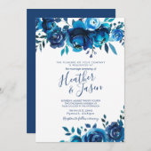 Indigo Mood Floral Wedding Kaart (Voorkant / Achterkant)