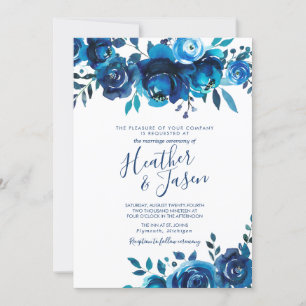 Indigo Mood Floral Wedding Kaart