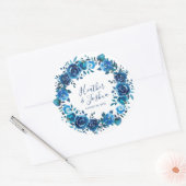 Indigo Mood Floral Wedding Ronde Sticker (Envelop)