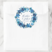 Indigo Mood Floral Wedding Ronde Sticker (Tas)