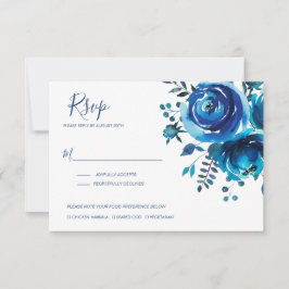 Indigo Mood Floral Wedding RSVP Kaartje