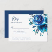 Indigo Mood Floral Wedding RSVP Kaartje (Voorkant / Achterkant)