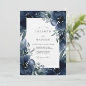 Indigo Moody Bloom Bruiloft Kaart (Staand voorkant)