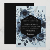Indigo Moody Bloom Wedding Kaart (Voorkant / Achterkant)