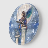 Indigo Moon Blue Fairy en Cat Fantasy Clock Grote Klok (Hoek)