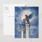 Indigo Moon Fairy en Cat Briefkaart (Voorkant / Achterkant)