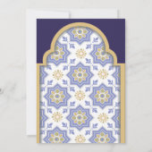 Indigo Moroccan Tile Wedding Kaart (Achterkant)