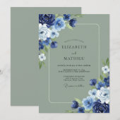 Indigo Mosblad Bruiloft Kaart (Voorkant / Achterkant)