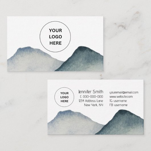 Indigo Mountains, stijlvol, modern, eenvoudig Visitekaartje (Voorkant / Achterkant)