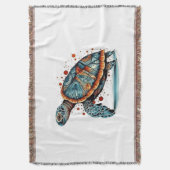 Indigo Mozaïek Zee Schildpad Deken (Voorkant Verticaal)