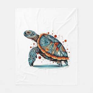 Indigo Mozaïek Zeeschildpad  Fleece Deken