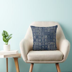 Indigo Mudcloth Ambachtelijk Weefsel Kussen