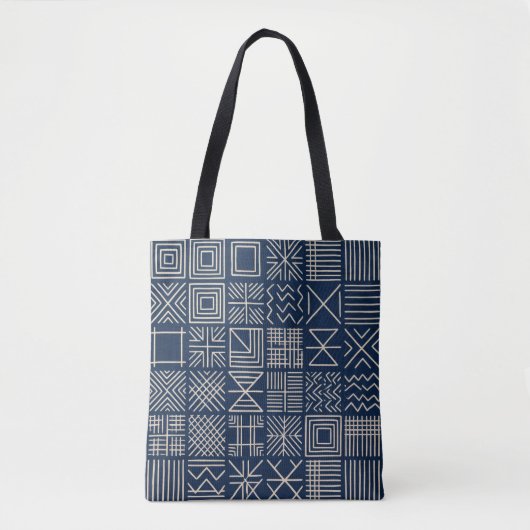 Indigo Mudcloth | Ambachtelijk Weefsel Tote Bag (Voorkant)