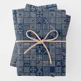 Indigo Mudcloth | Ambachtelijke mozaïekset van Inpakpapier Vel