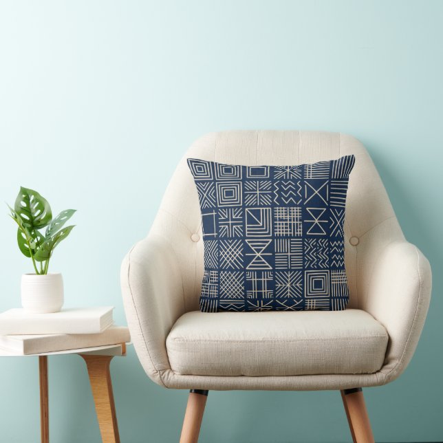 Indigo Mudcloth | Artisan Weave Statement Kussen (Stoel)