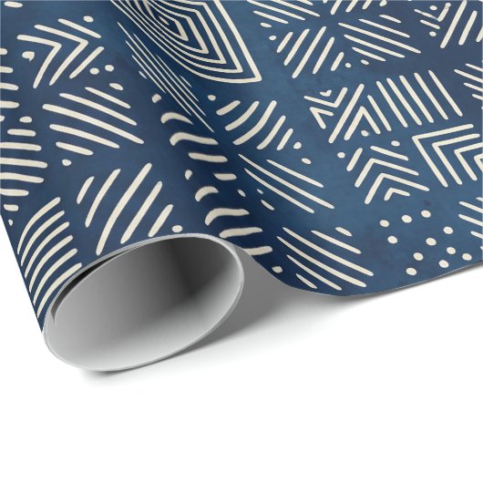 Indigo Mudcloth | Mosaic Minimalist Cadeaupapier (Rol Hoek)