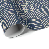 Indigo Mudcloth | Symmetrie Cadeaupapier (Rol Hoek)