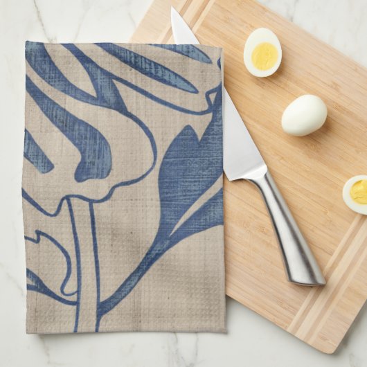 Indigo Mum Theedoek (Quarter Fold)