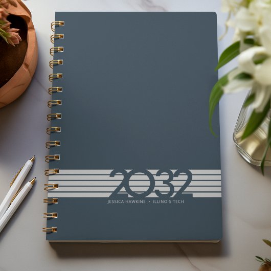 Indigo Navy Blue Bottom Stripe Spiral Wekelijks Planner