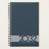 Indigo Navy Blue Bottom Stripe Spiral Wekelijks Planner (Voorkant)