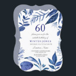 Indigo Navy Blue Leaf Floral 60th Birthday Invite Kaart<br><div class="desc">Indigo Navy Blue Leaf Floral 60th Birthday Invite Bekijk passend collectie in Niche en nestwinkel</div>